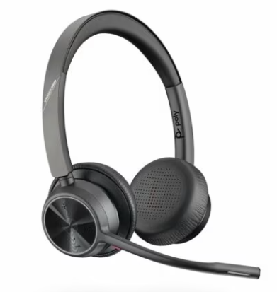 Poly - Voyager 4320 UC 無線耳機, 雙耳耳機附麥克風 - 透過 USB-A 藍牙轉接器連接到 PC/Mac