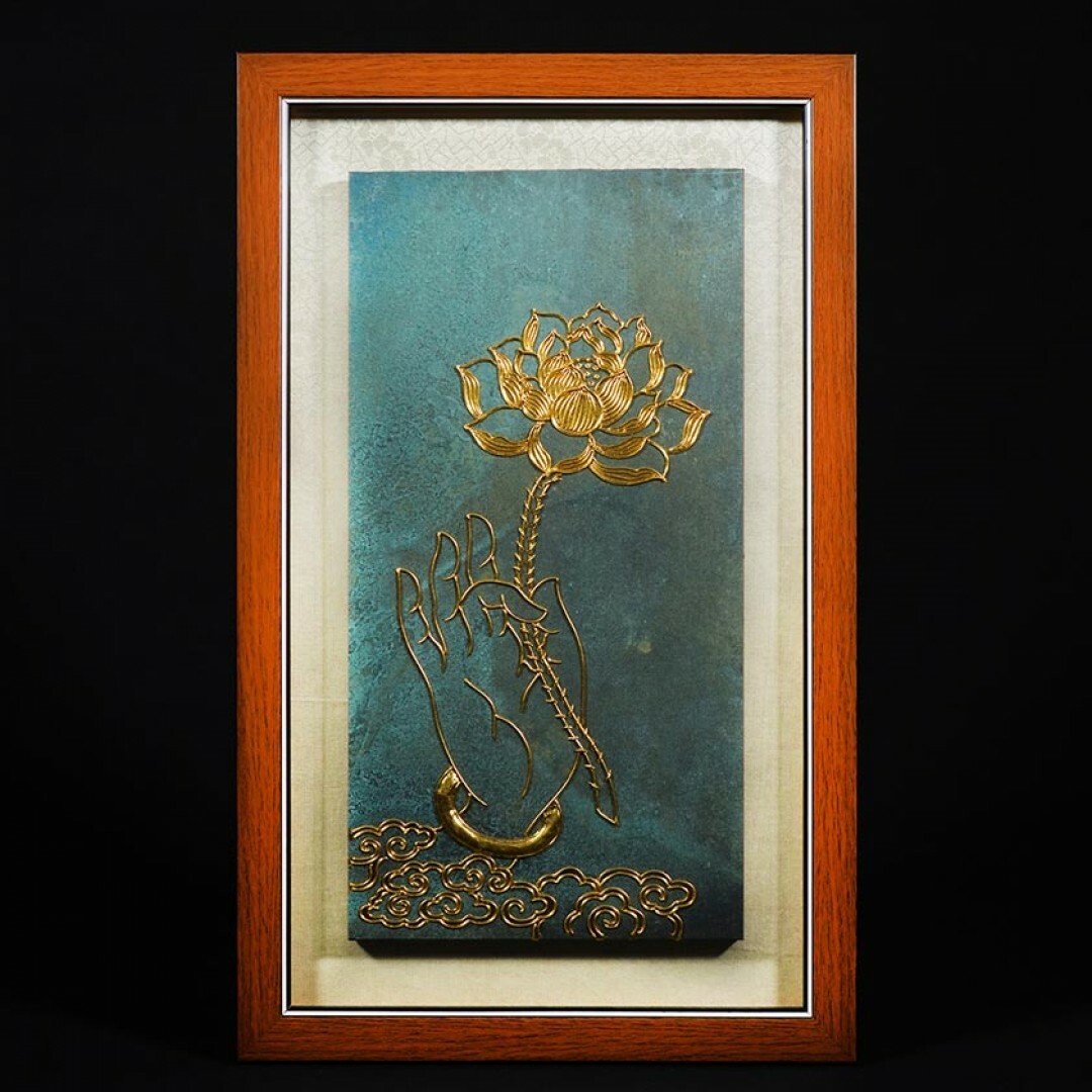 退休禮物、佛教界交流伴手禮、收藏自用 │漆線雕 │佛手蓮花