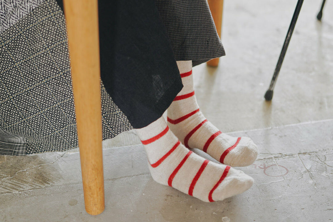 NISHIGUCHI KUTSUSHITA 安哥拉羊毛邊緣襪