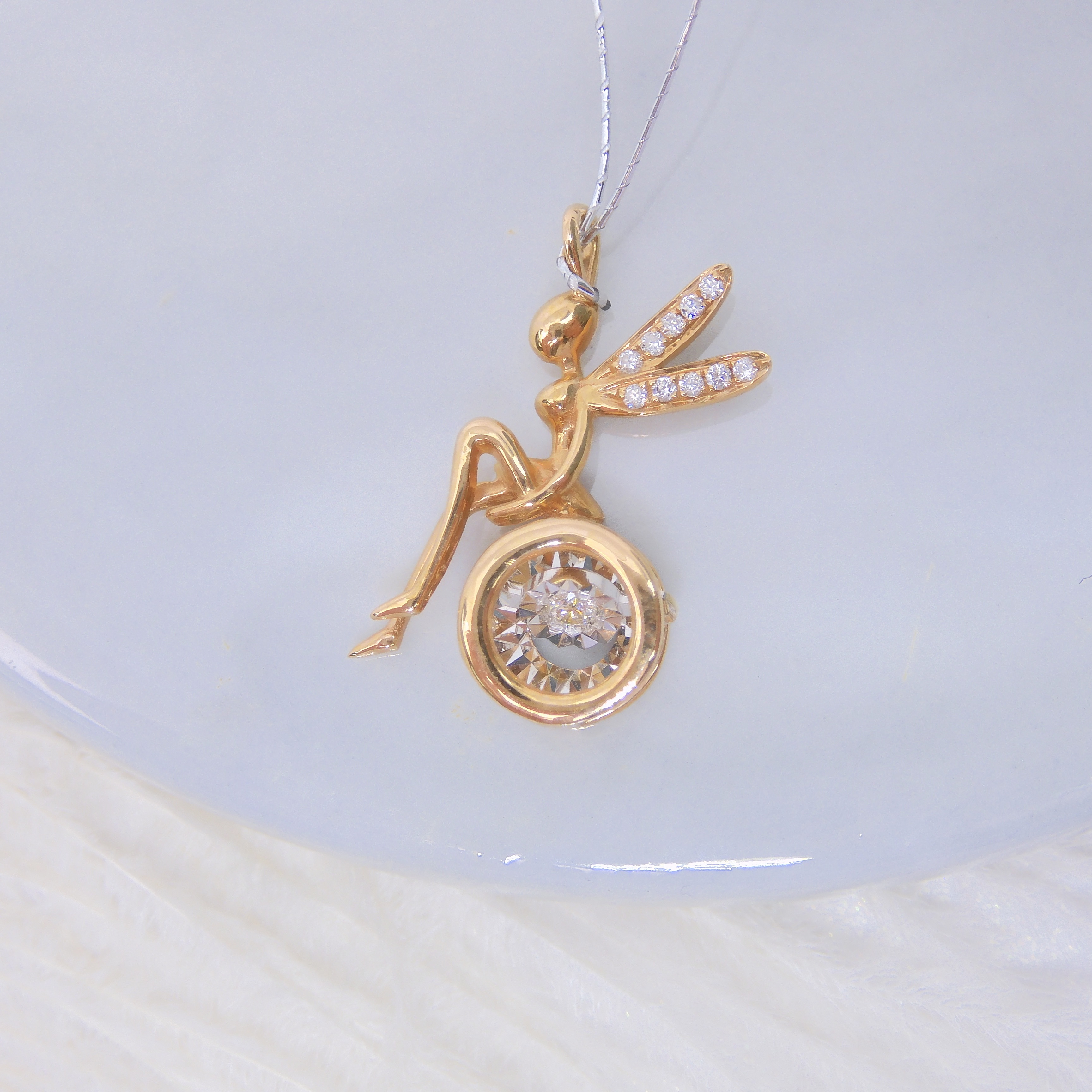 18K金 0.112ct 精靈鑽石吊墜