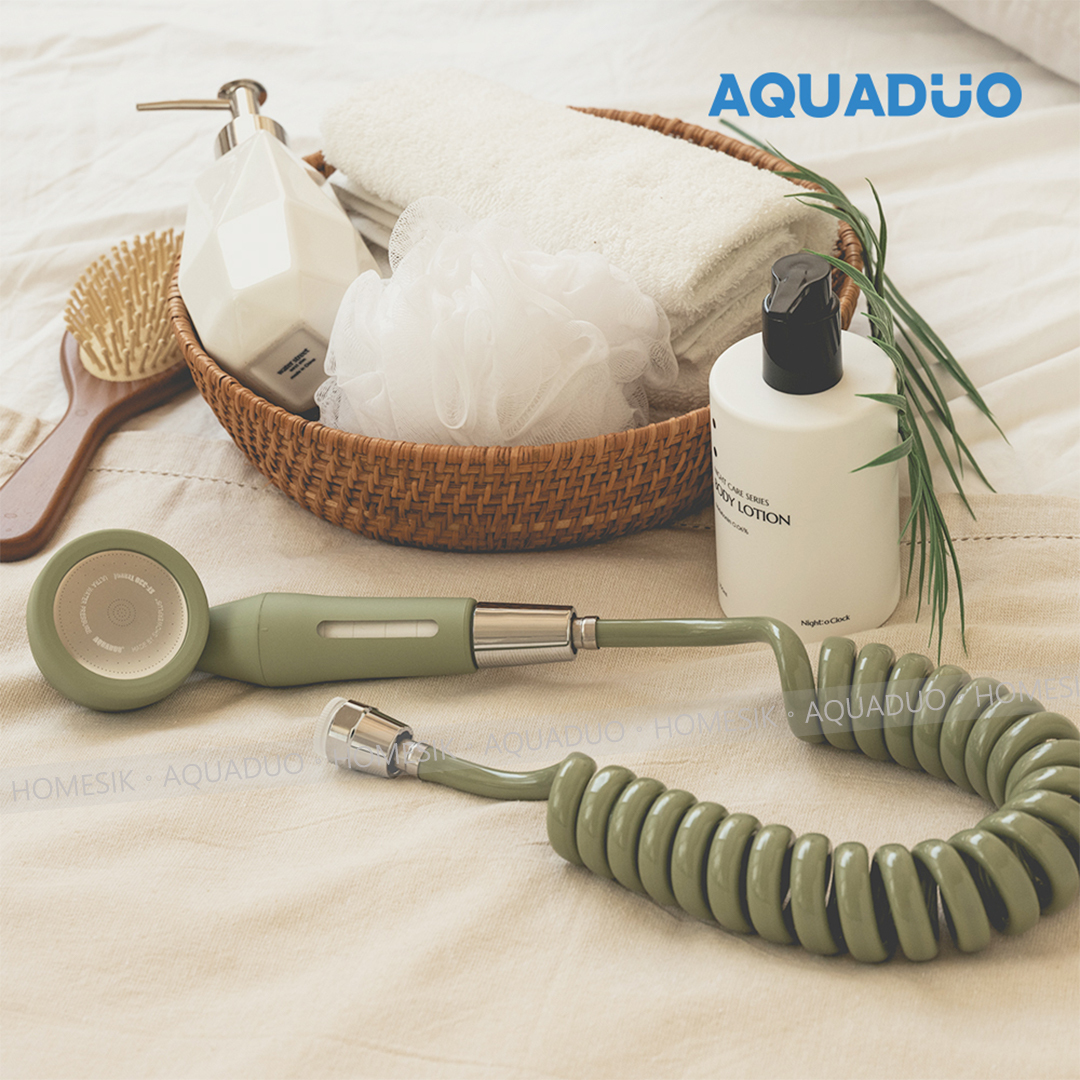 AQUADUO 橄欖綠 旅行用迷你沐浴過濾花灑頭套裝 SF-330-OLV