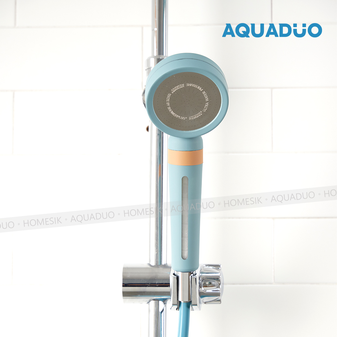 AQUADUO 花系加寬版 夏威夷藍除氯沐浴過濾花灑頭 (連濾芯1件) SF-S580W-HAB