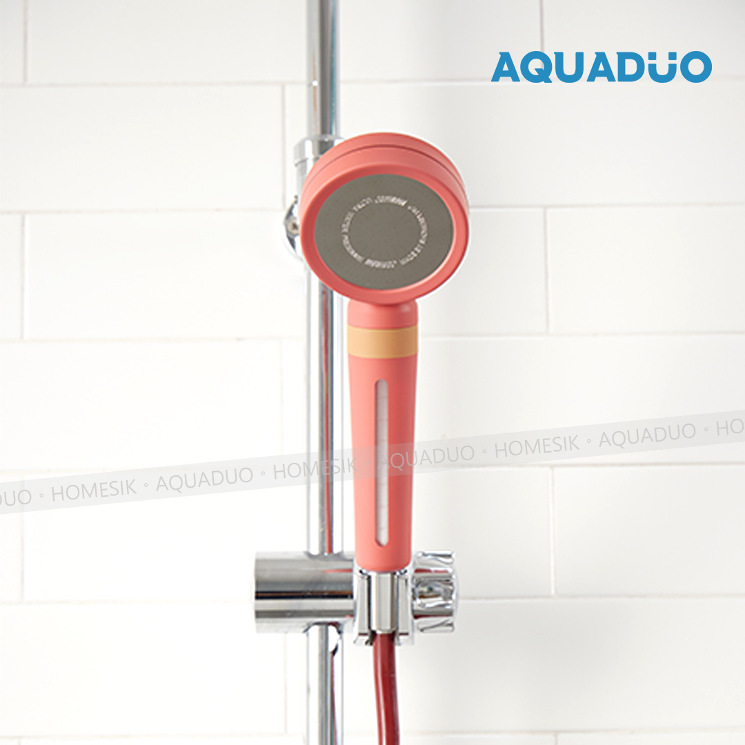 AQUADUO 花系加寬版 酒紅色除氯沐浴過濾花灑頭 (連濾芯1件) SF-S580W-BURG