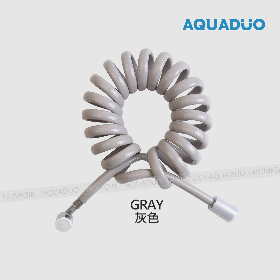 AQUADUO 彈簧式防纏結沐浴花灑水喉 水管 (3米)-灰色 SP-3M-GY