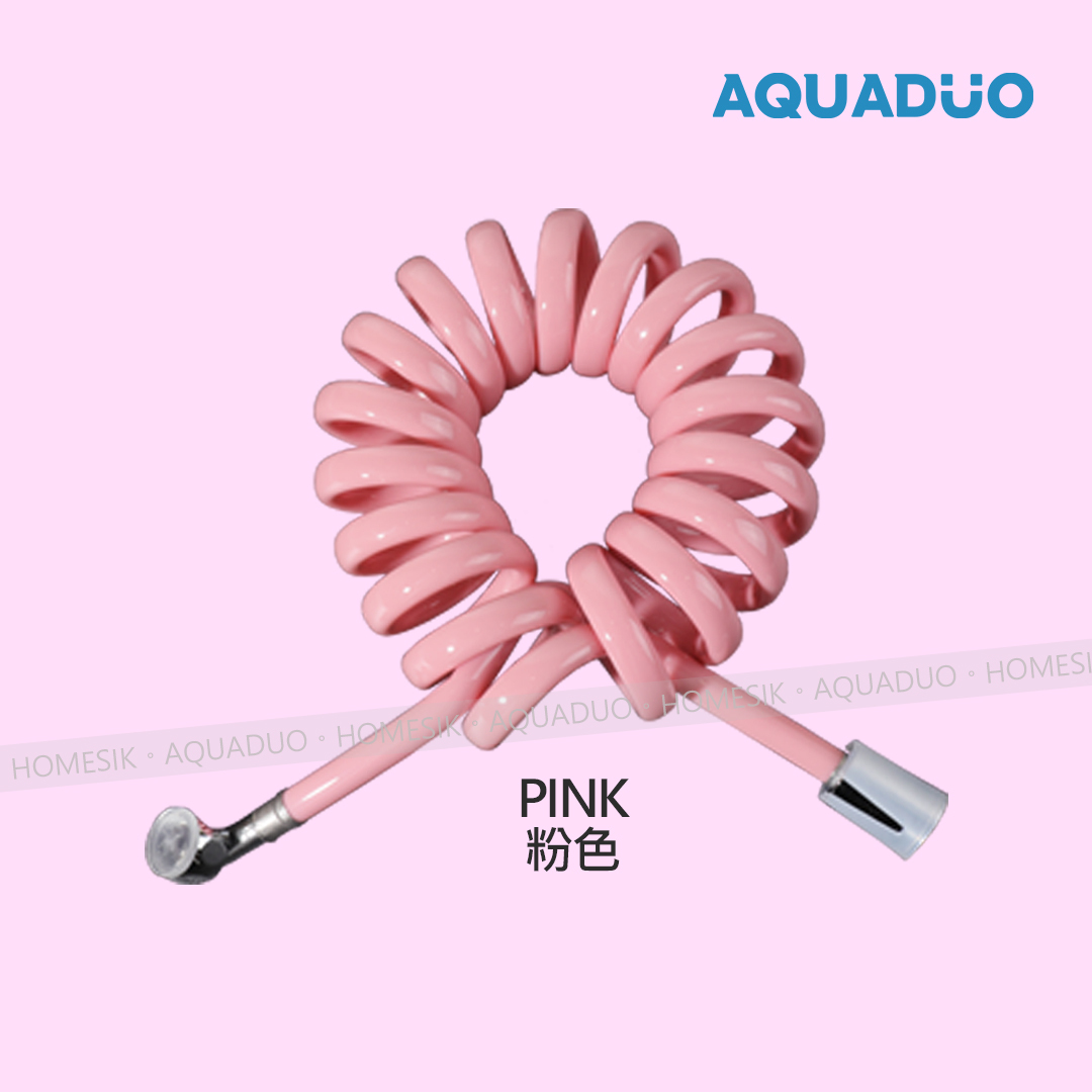 AQUADUO 彈簧式防纏結沐浴花灑水喉 水管 (3米)-粉色 SP-3M-PK