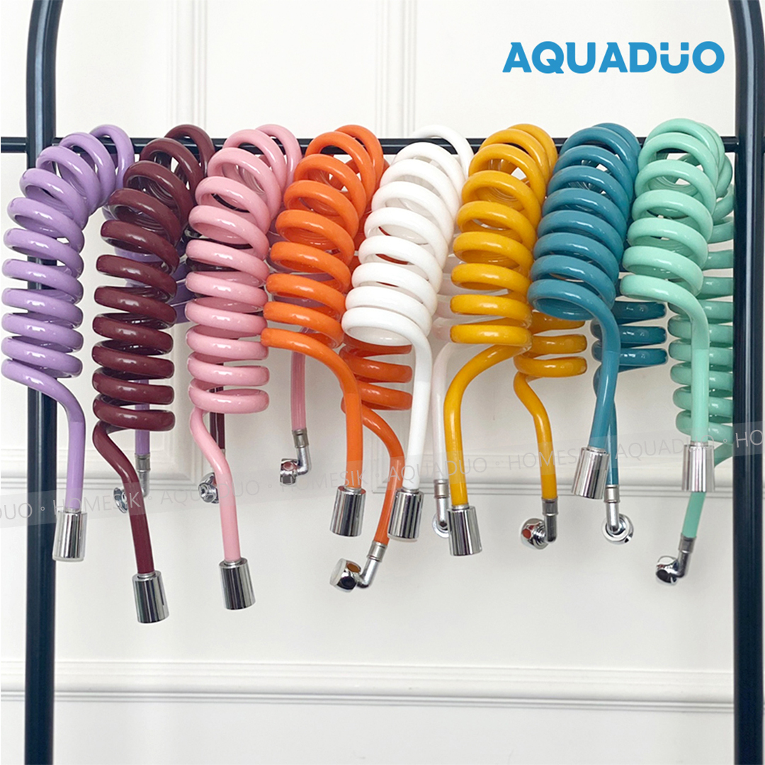 AQUADUO 彈簧式防纏結沐浴花灑水喉 水管 (3米)-白色 SP-3M-WH
