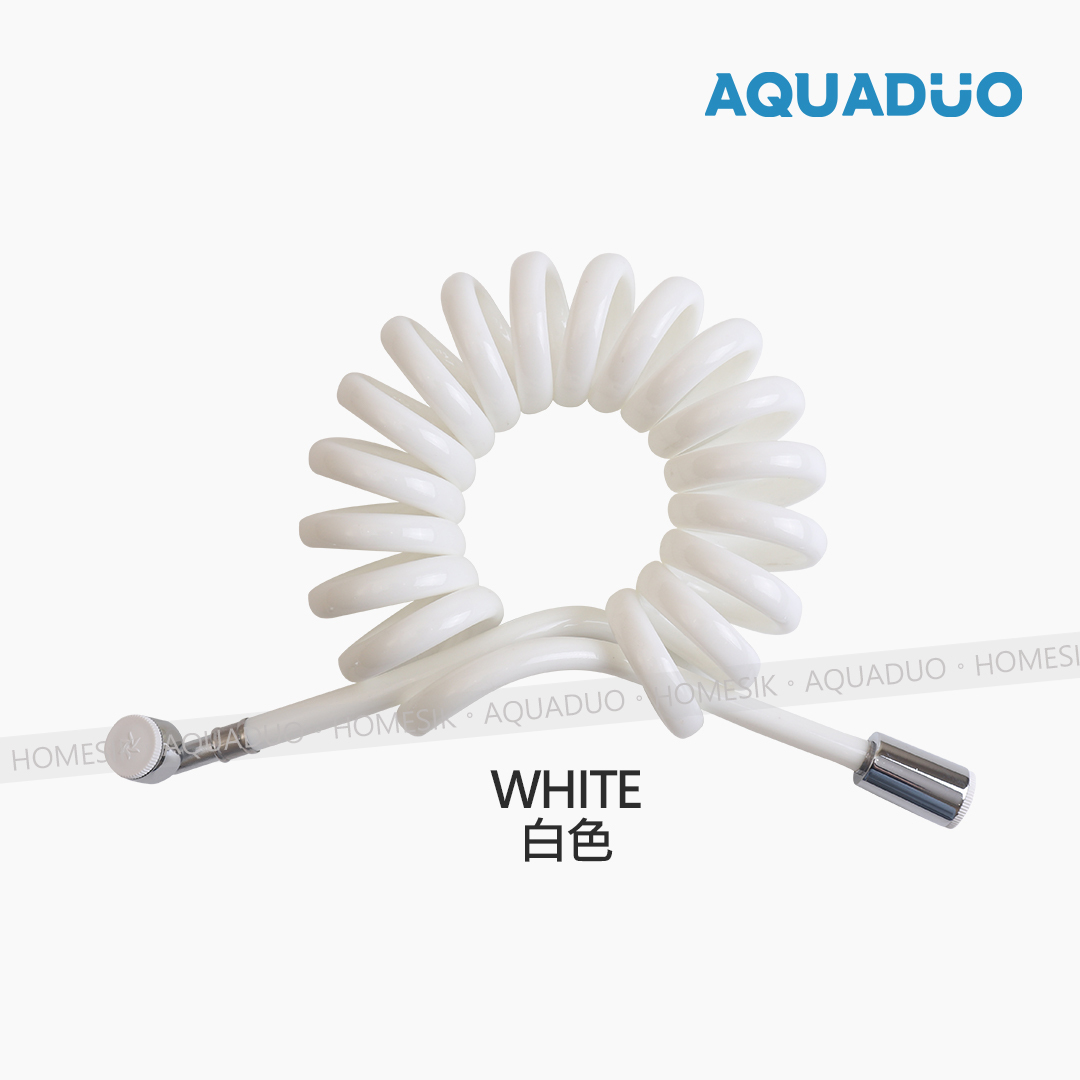 AQUADUO 彈簧式防纏結沐浴花灑水喉 水管 (3米)-白色 SP-3M-WH