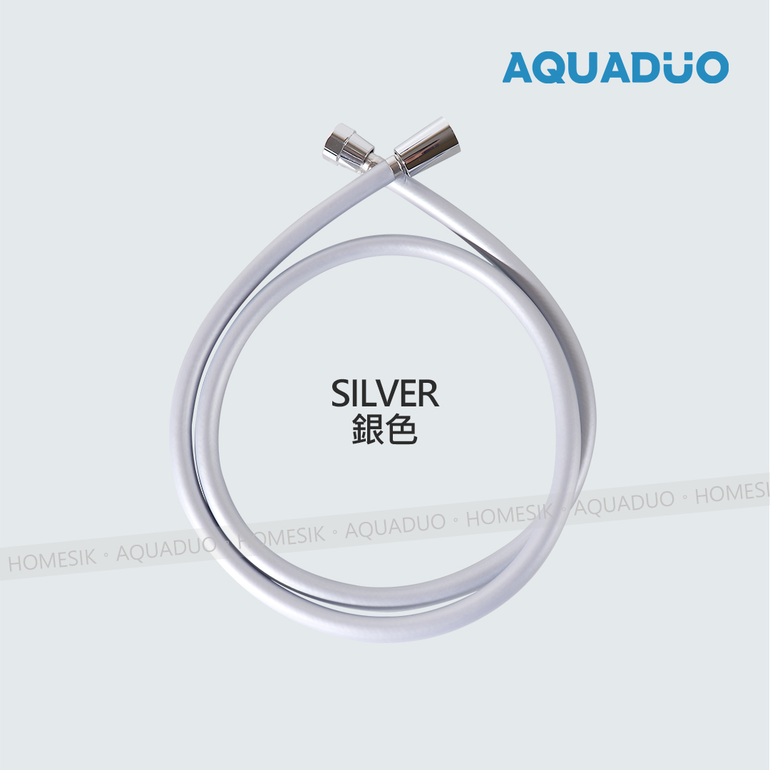 AQUADUO 防霉抗菌防纏結花灑水喉 水管 (2米)-銀色 PVC-2M-SV