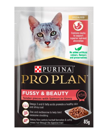 Purina Pro Plan - 貓濕糧 -成貓美毛亮麗配方(醬汁三文魚) 85G ( 12 包)
