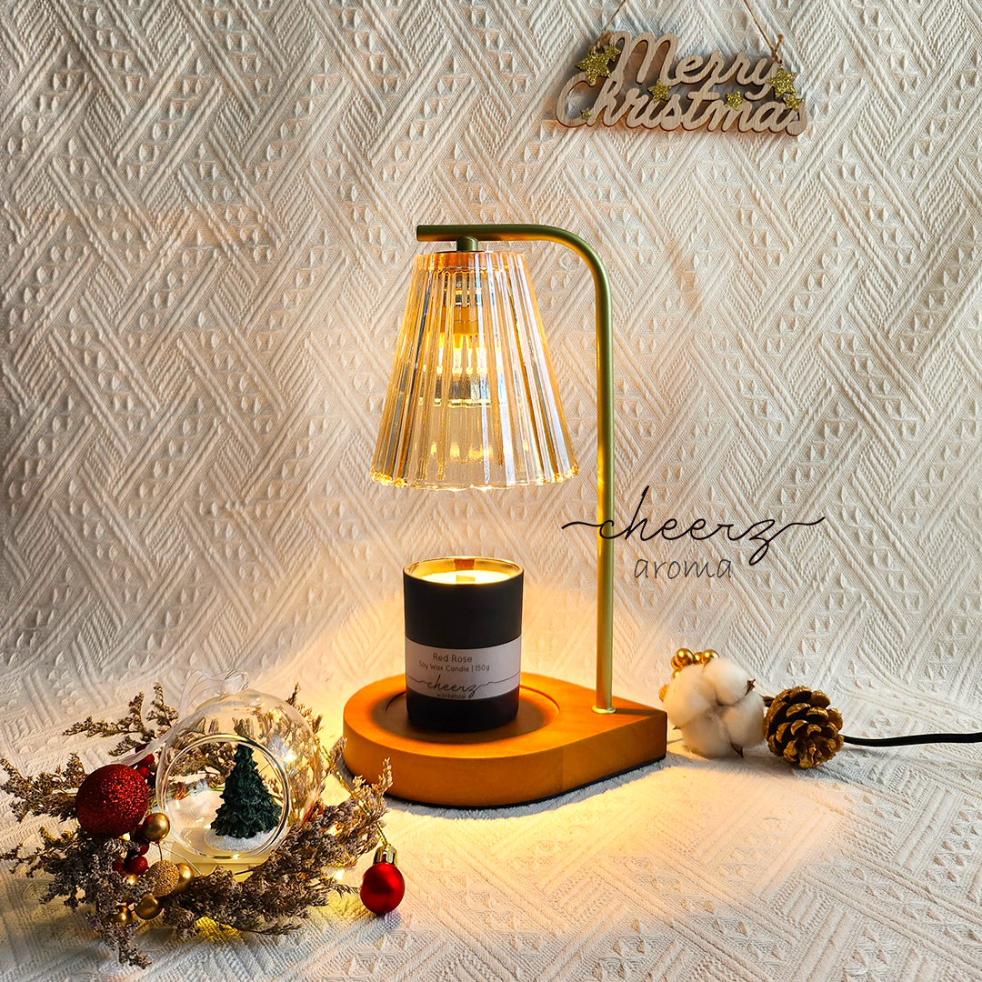 胡桃木香氛融蠟燈(琥珀玻璃)  香薰蠟燭燈