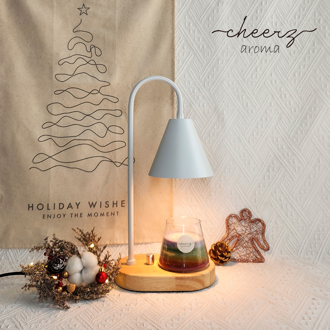 橢圓形白橡木香氛融蠟燈(白色) 白色燈罩配橢圓形白橡木底座