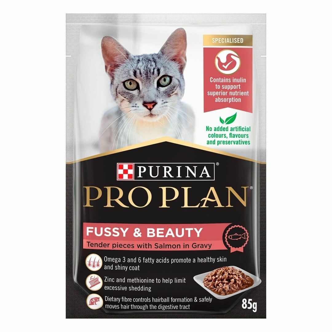Purina Pro Plan - 貓濕糧 -成貓美毛亮麗配方(醬汁三文魚) 85G ( 12 包)