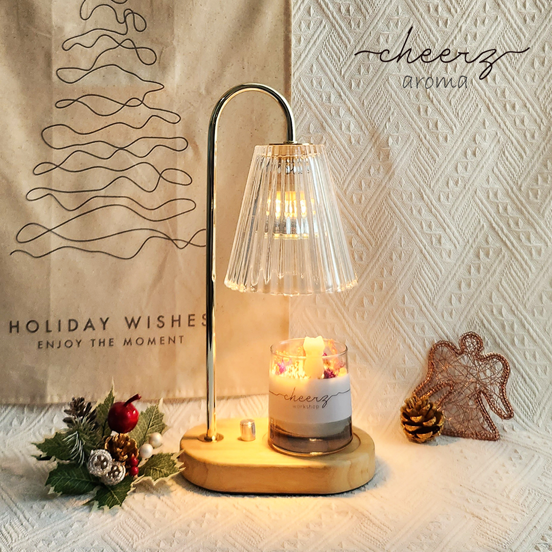 橢圓形白橡木香氛融蠟燈(透明玻璃) 透明玻璃燈罩配橢圓形白橡木底座