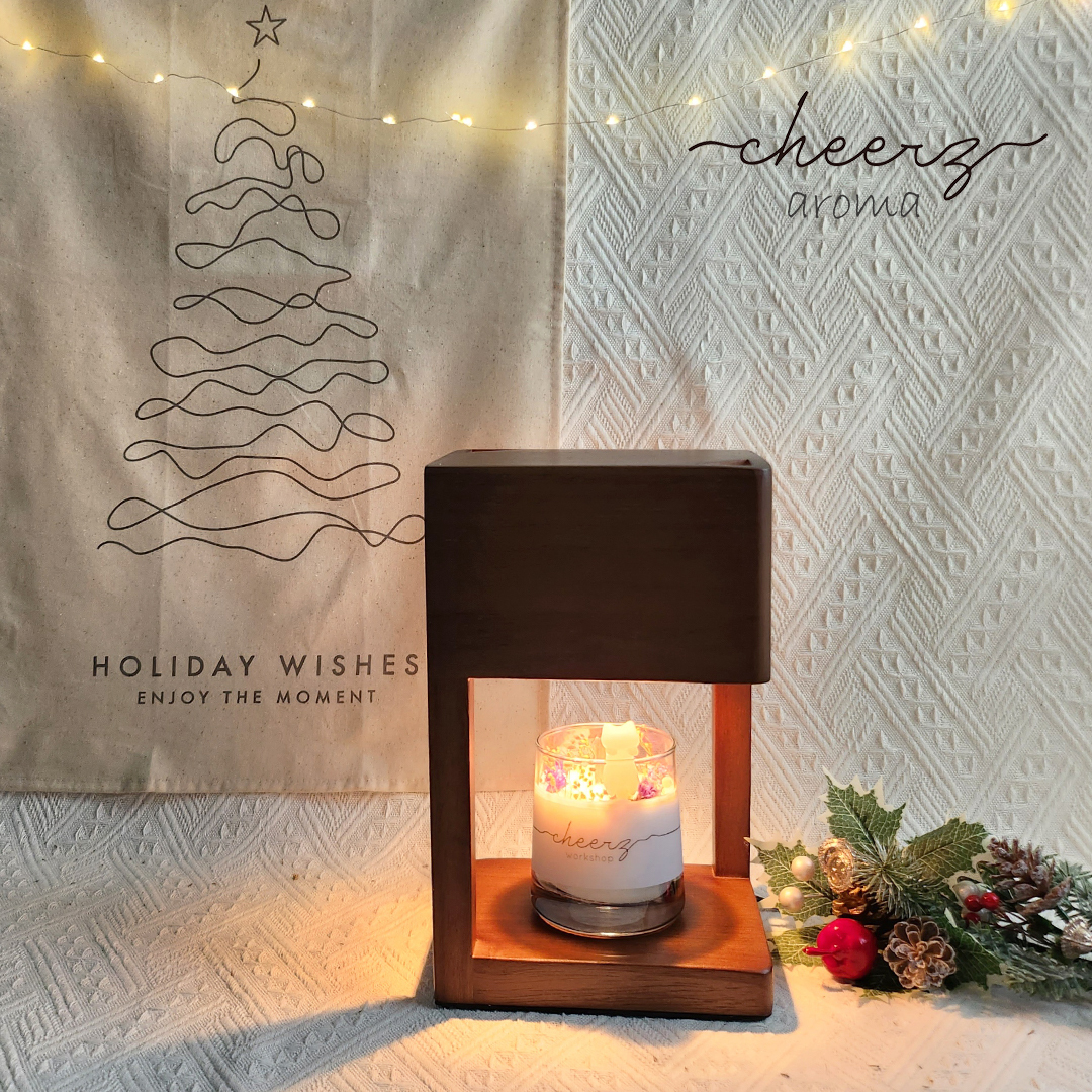 胡桃木色實木香氛融蠟燈 