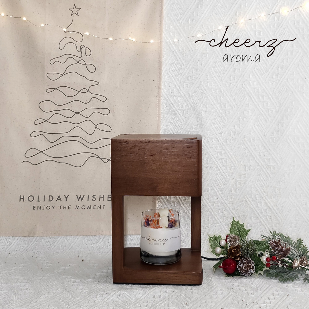 胡桃木色實木香氛融蠟燈 