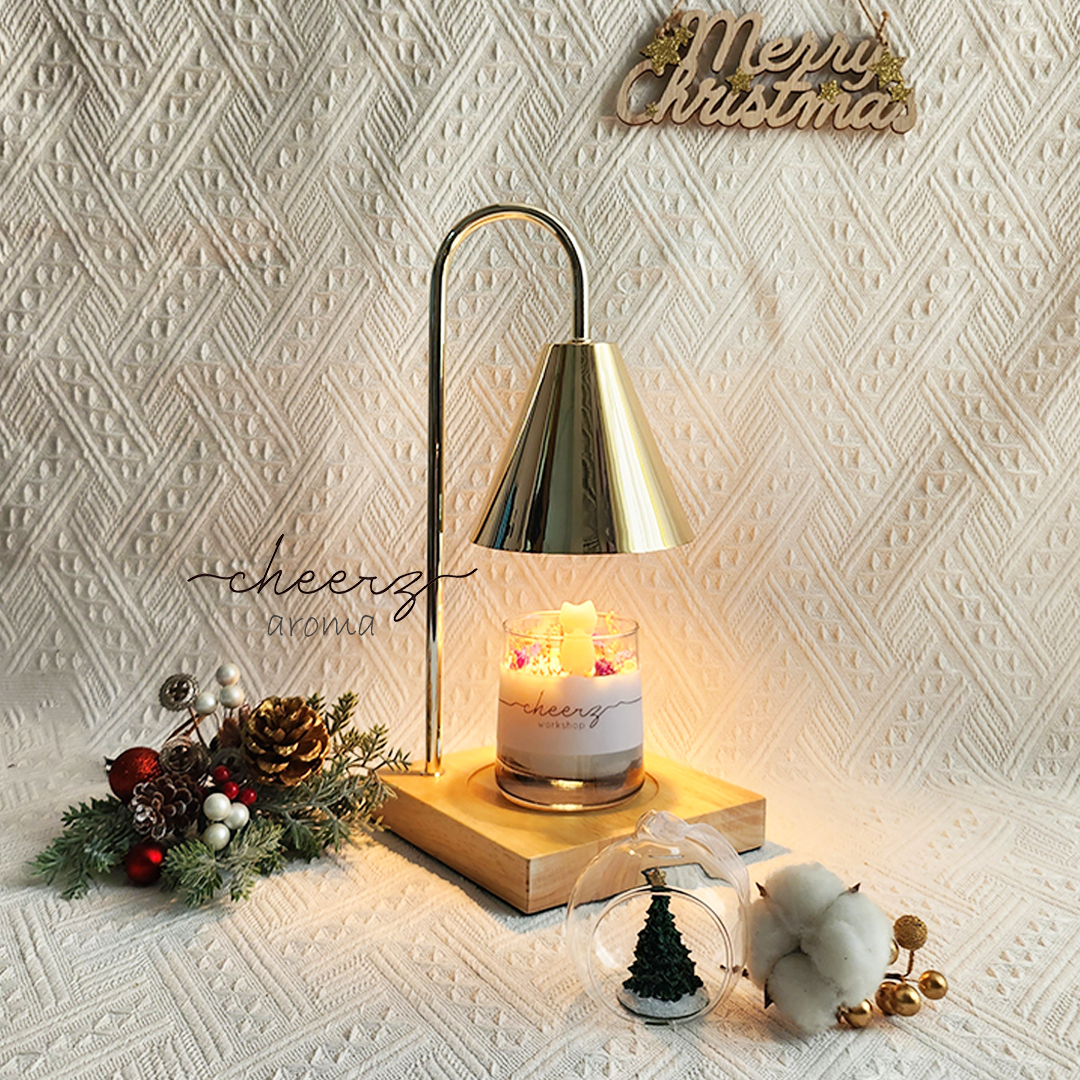 Wooden Scented Candle Warmer (Oak with Gold)