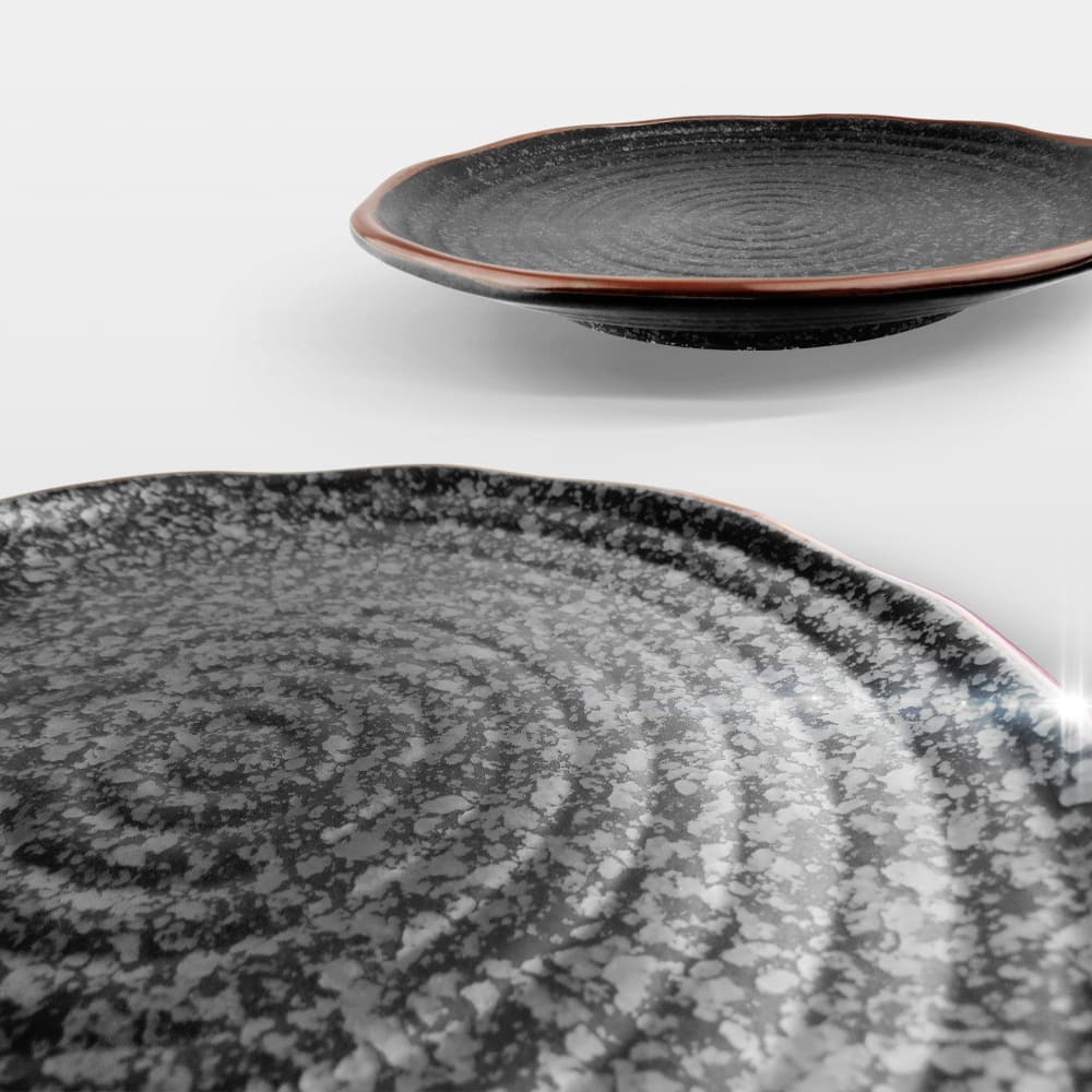 黑彩 日式山水紋 圓盤 AS05-18-13【陶杯杯瓷器】