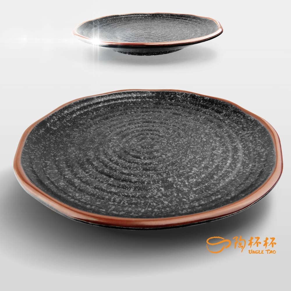 黑彩 日式山水紋 圓盤 AS05-18-13【陶杯杯瓷器】