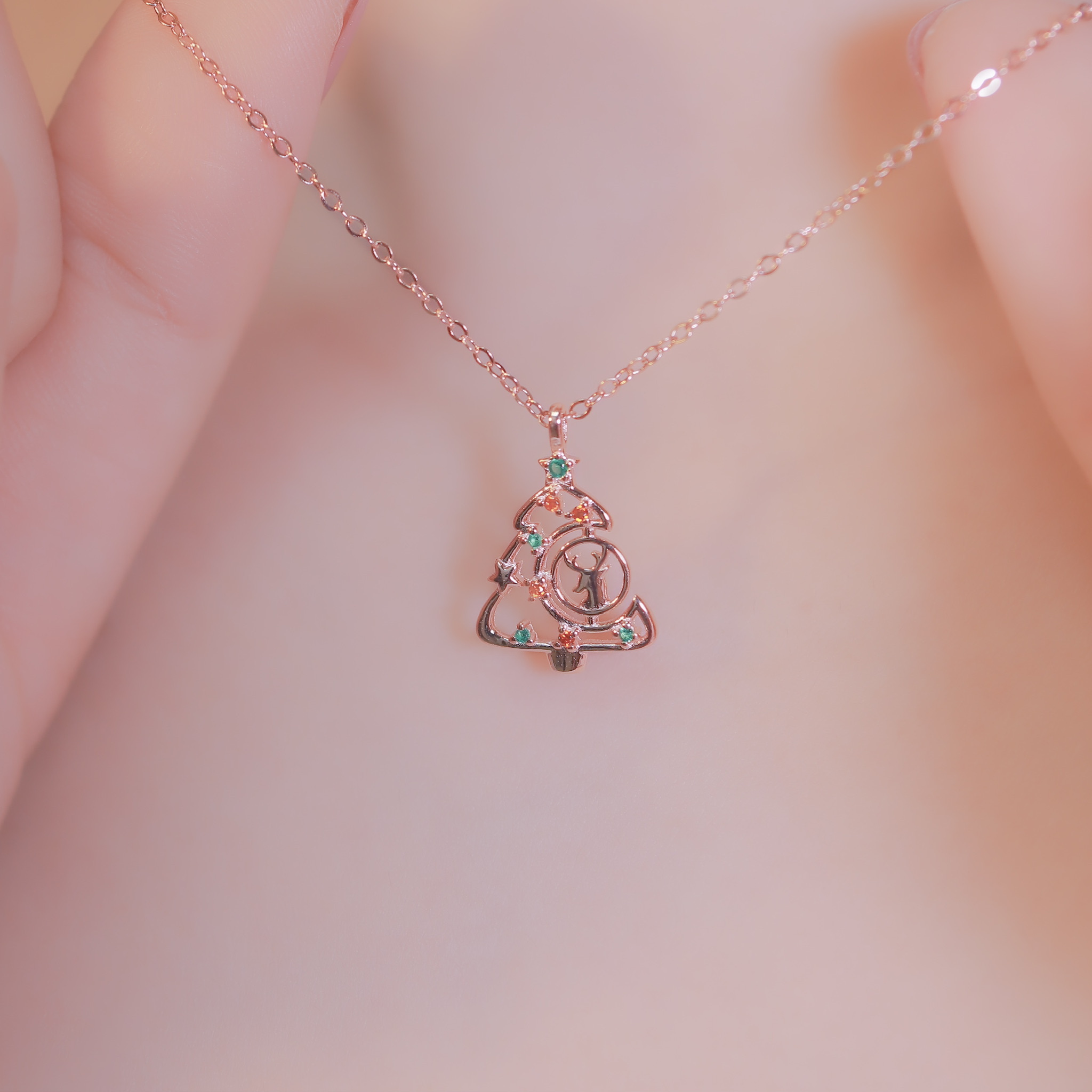 | 925 Silver・White Gold・Rose Gold | About Christmas Necklace（Silver / Rose Gold） | NE1001 |