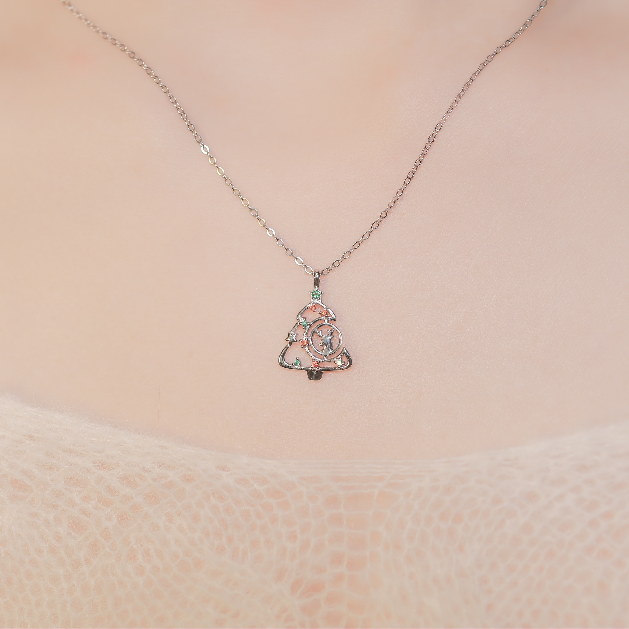| 925 Silver・White Gold・Rose Gold | About Christmas Necklace（Silver / Rose Gold） | NE1001 |