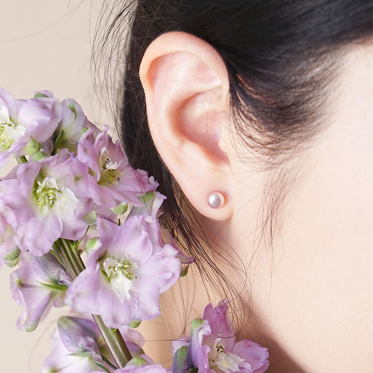 多彩珍珠 · 丁香紫 – 耳環