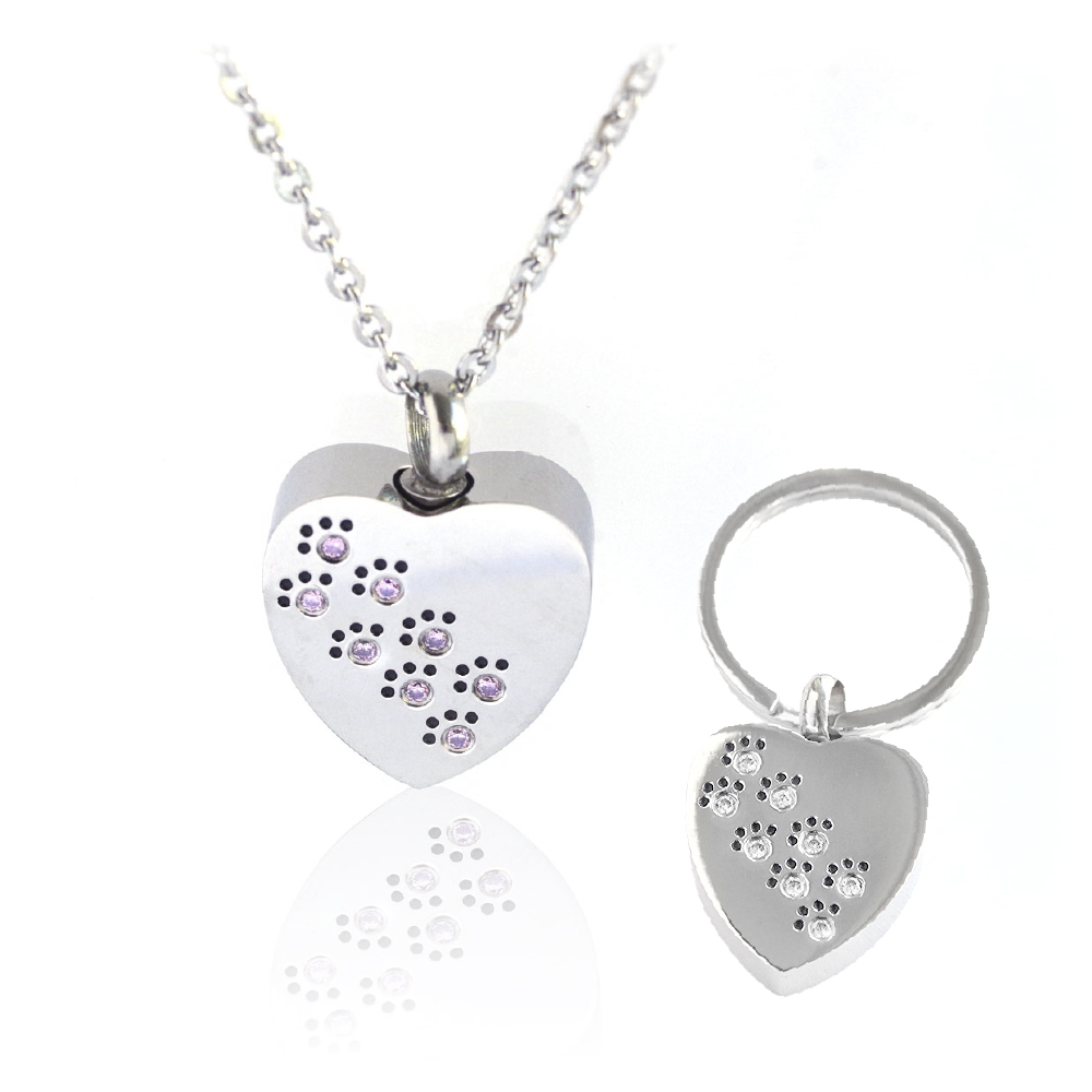 回憶系列-毛孩紀念項鍊 肉球愛心C