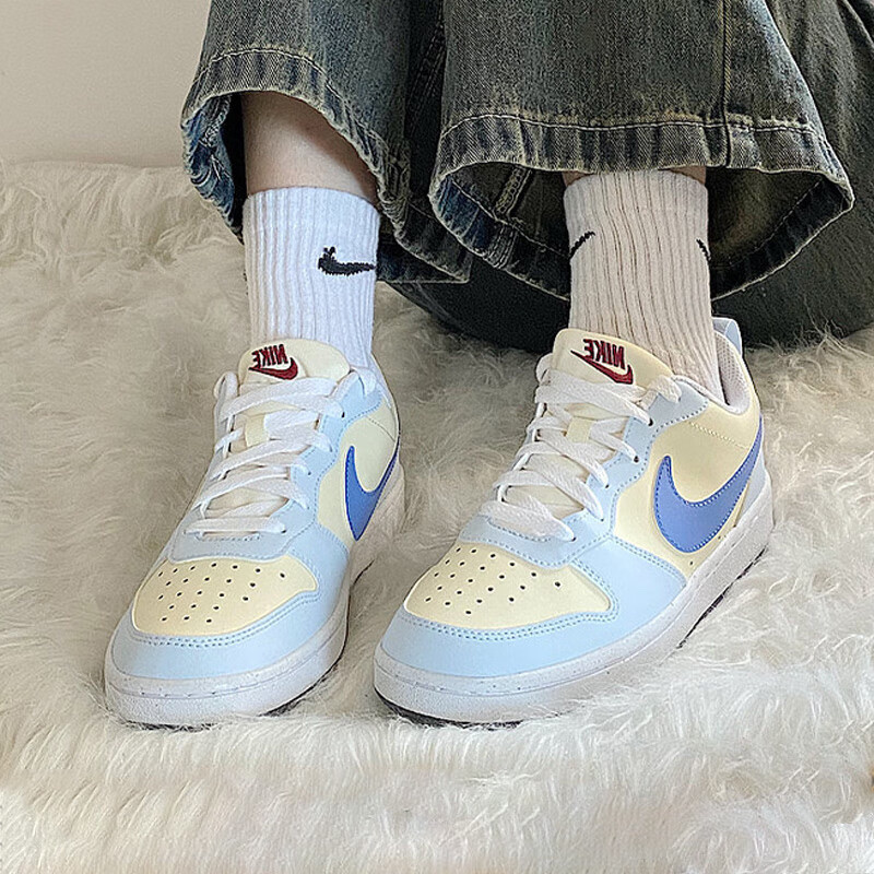 Nike Court Borough Low Recraft GS 米黃淺藍 復古休閒鞋