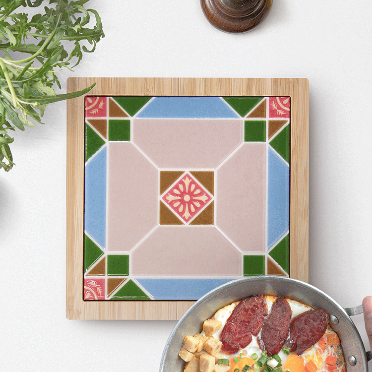 臺灣花磚竹鍋墊｜純潔花磚