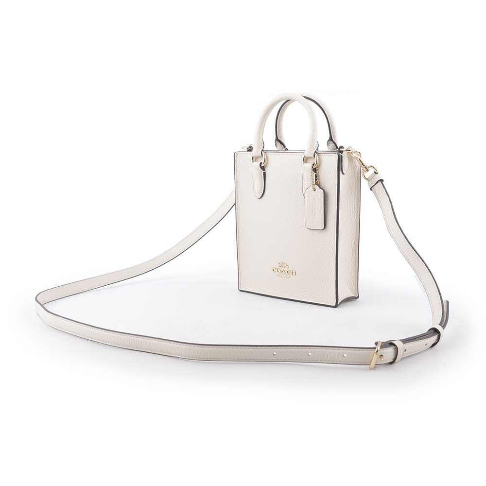 【COACH】金色Logo 荔枝皮革迷你二用琴譜包(白色) CJ500 IMCHK