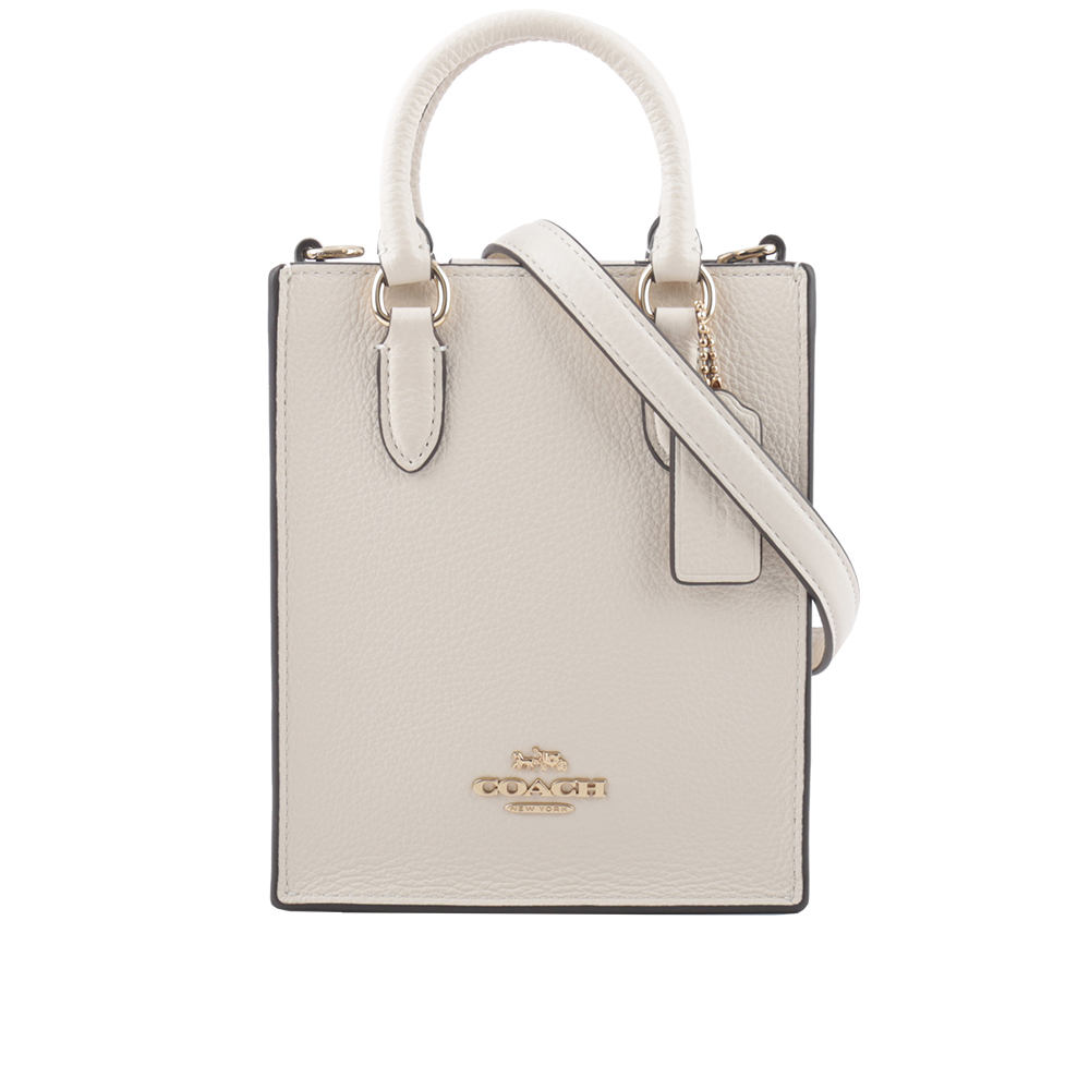 【COACH】金色Logo 荔枝皮革迷你二用琴譜包(白色) CJ500 IMCHK