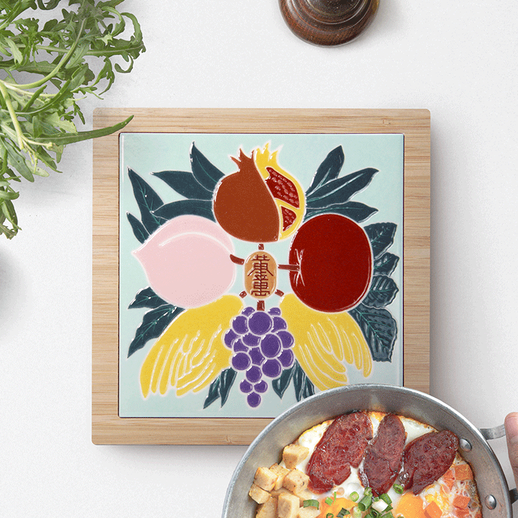 臺灣花磚竹鍋墊｜黃金萬兩花磚