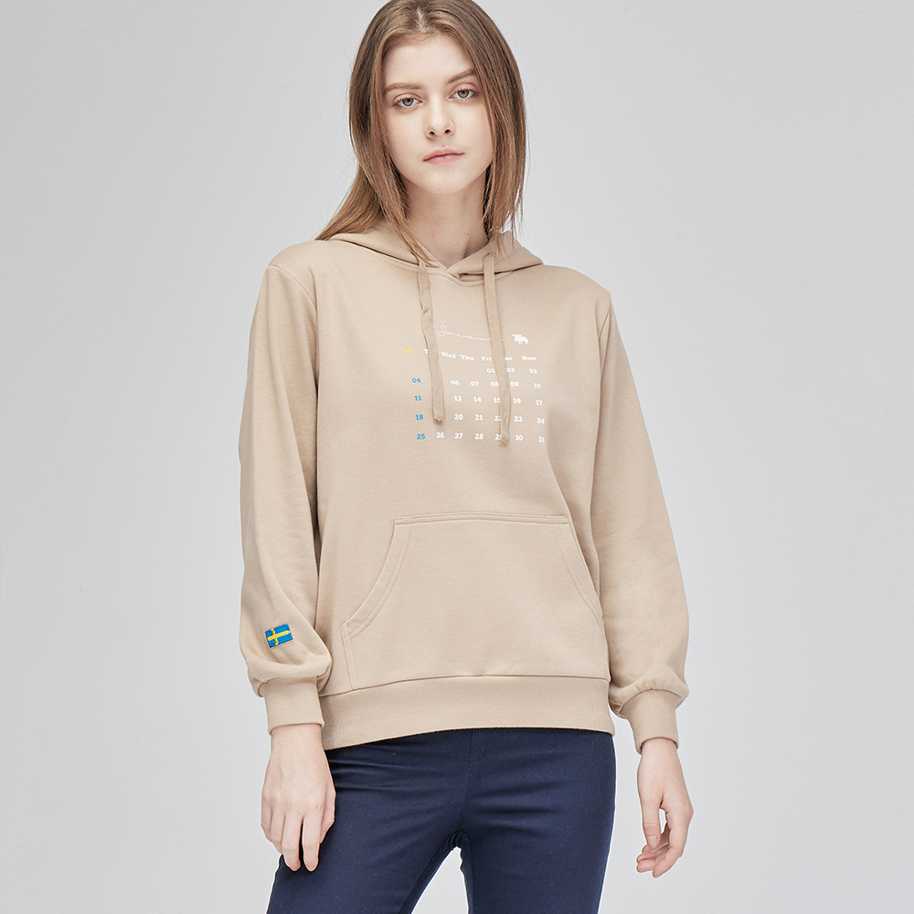 moz瑞典快樂星期一駝鹿帽T-奶茶(亞洲版) 男女款