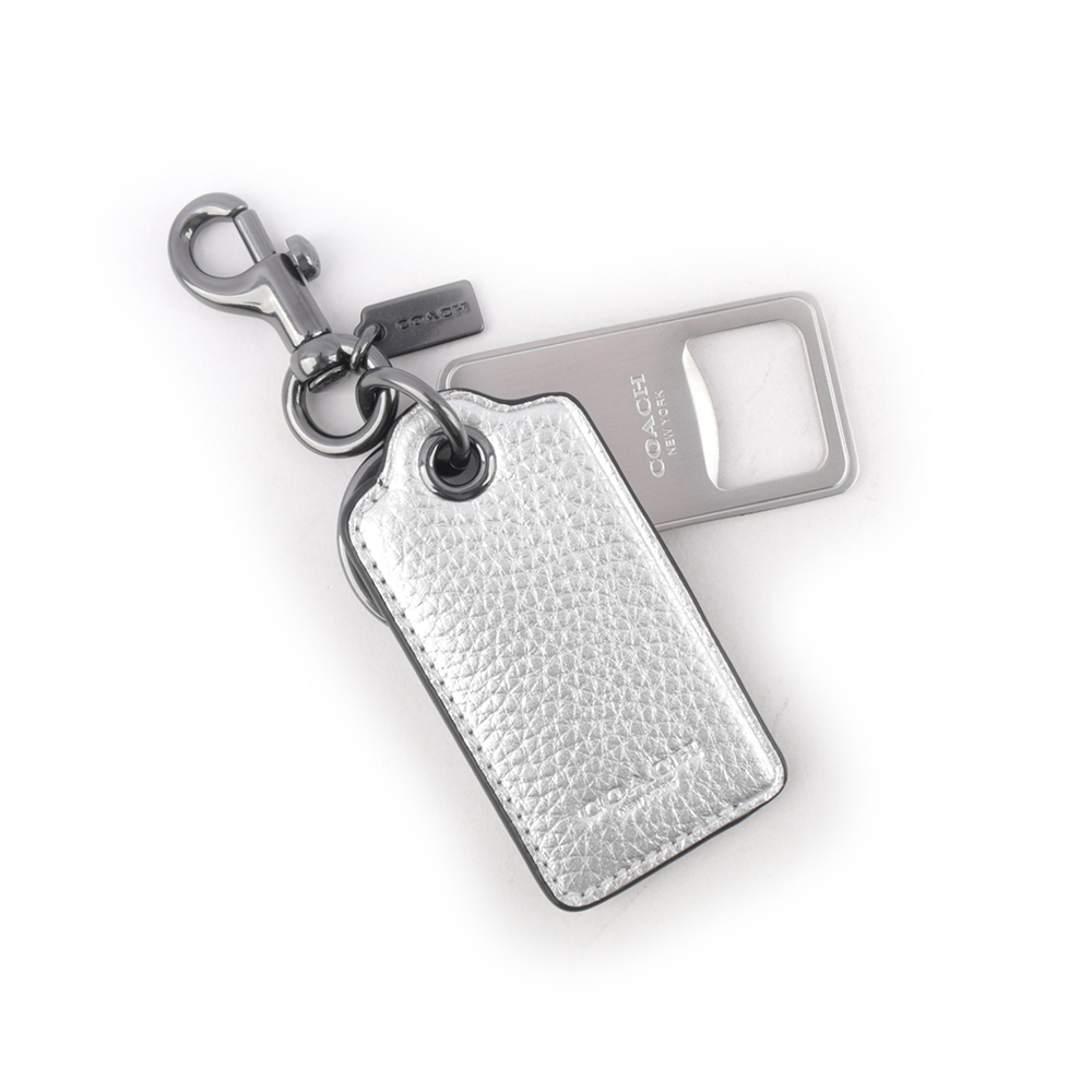 【COACH】Logo 吊牌及開瓶器造型吊飾/鑰匙圈(銀色) CM207 QBMEA