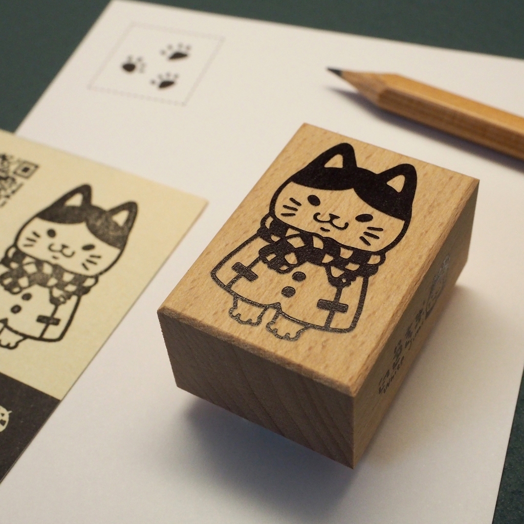 大衣吉米貓 木頭印章 l 白色吉米 臺灣