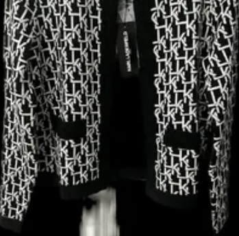 [S] KARL LAGERFELD MONOGRAM CARDIGAN,BLACK COMBO, L2IES786-B0O [FINAL SALE] (SKL797)