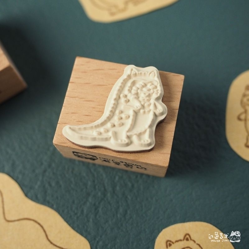 White Jimi Meow Tyrannosaurus stamp