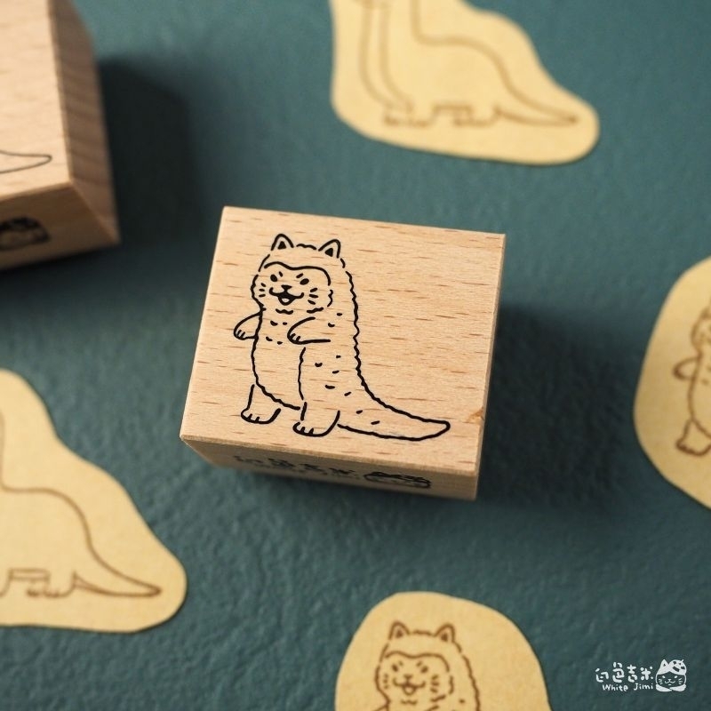 White Jimi Meow Tyrannosaurus stamp