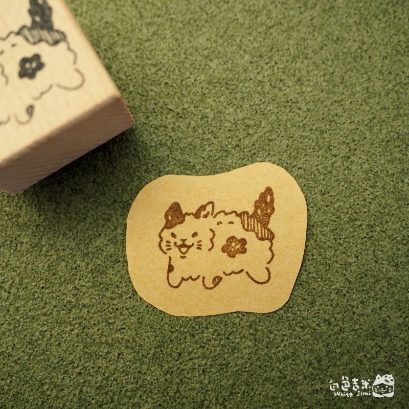 貓咪大炸毛 三花貓 木頭印章 l 白色吉米 臺灣