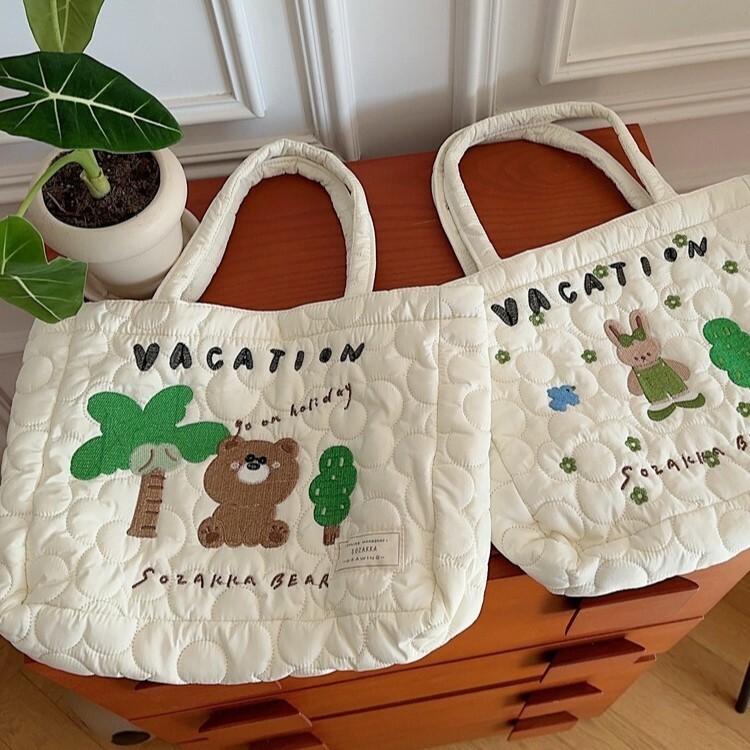 《3398》刺繡小熊軟綿綿手提小包