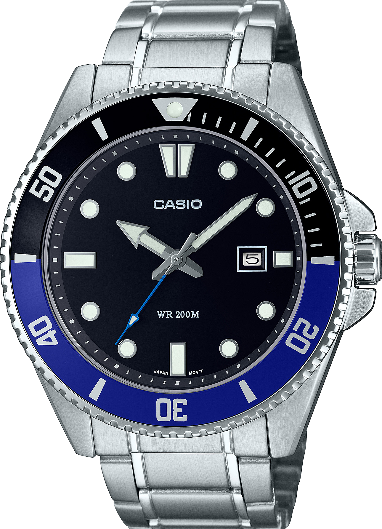 萬年鐘錶 - CASIO 藍水鬼款式 200M 潛水系列不鏽鋼男錶 MDV-107D-1A2V  錶徑44MM