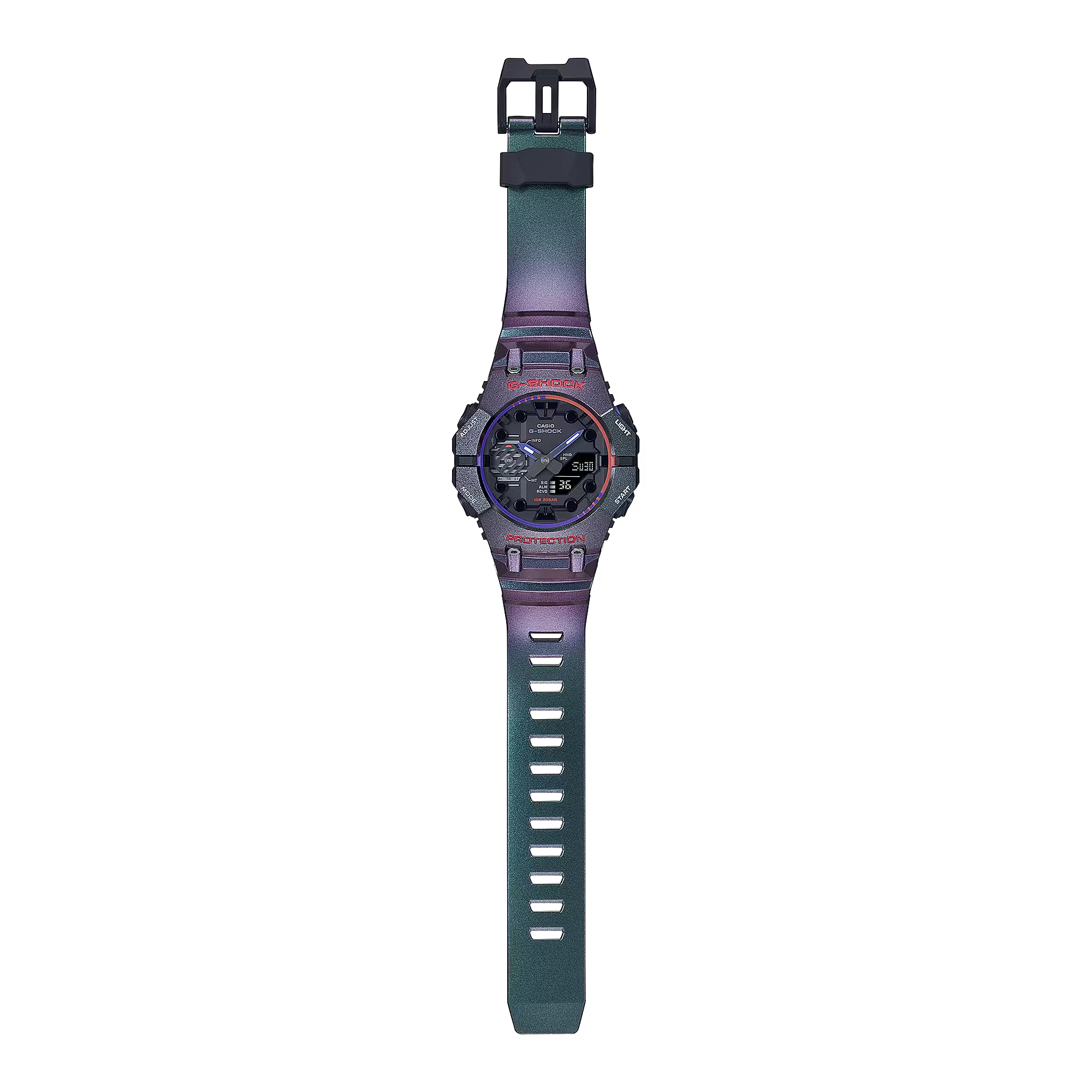 萬年鐘錶 - G-SHOCK  引人注目 虛擬數位風格藍牙運動電子錶 GA-B001AH-6A  錶徑 : 46mm