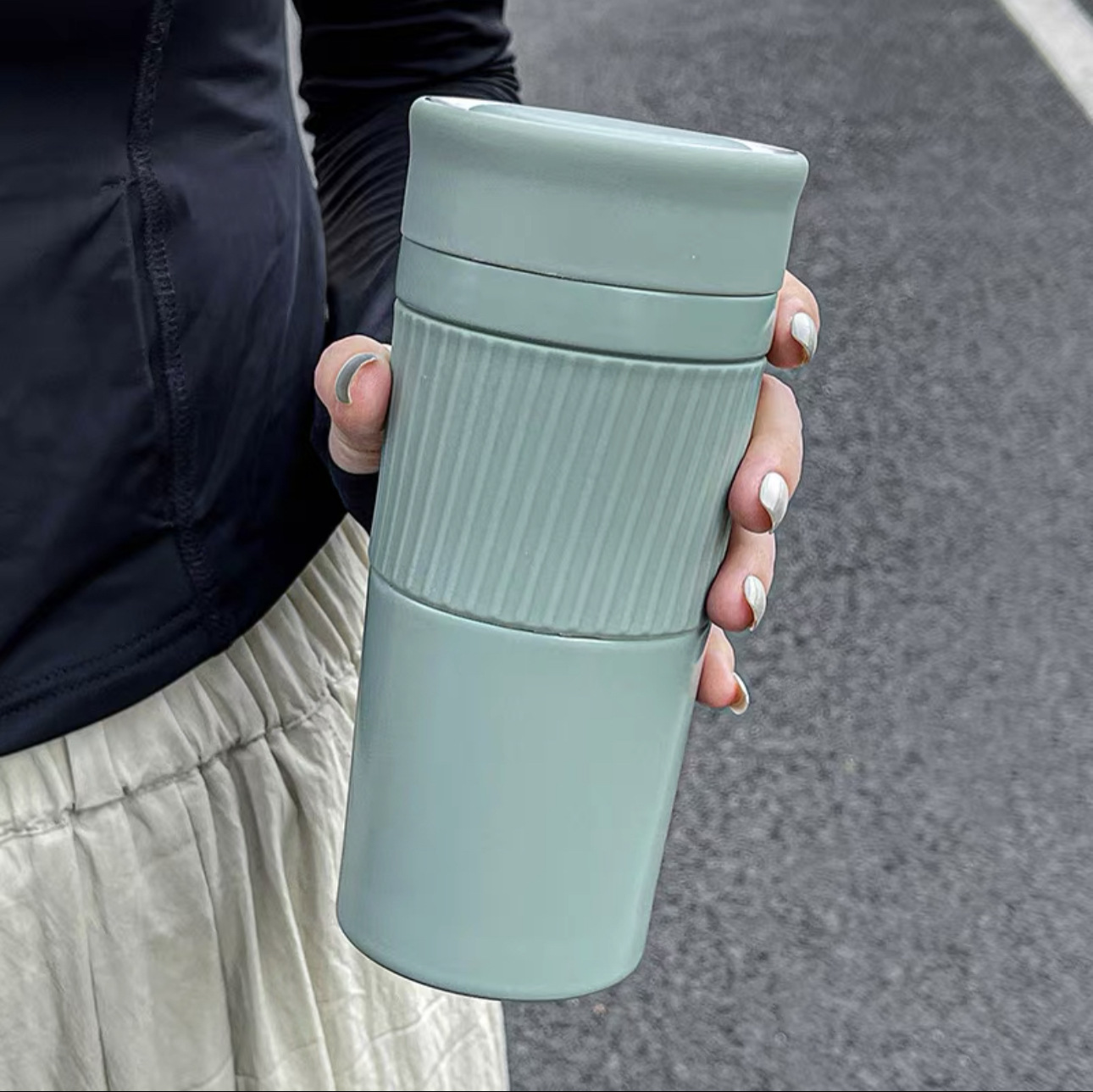 《3405》簡約不鏽鋼帶茶隔隨手保溫杯420ML