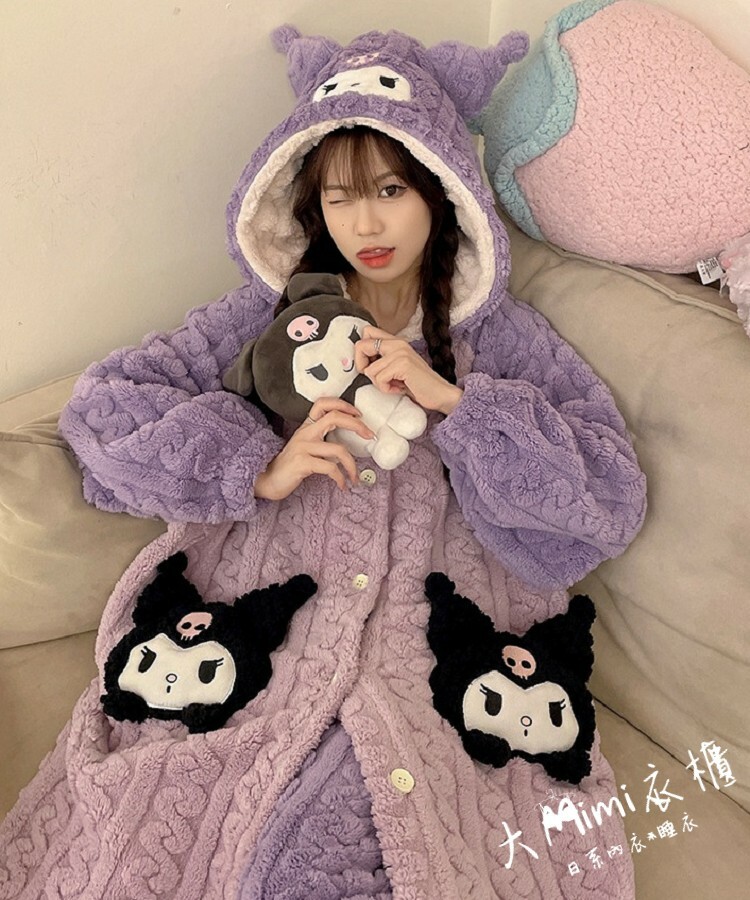 🔥暖呼呼系列-酷洛米法蘭絨睡袍+褲子