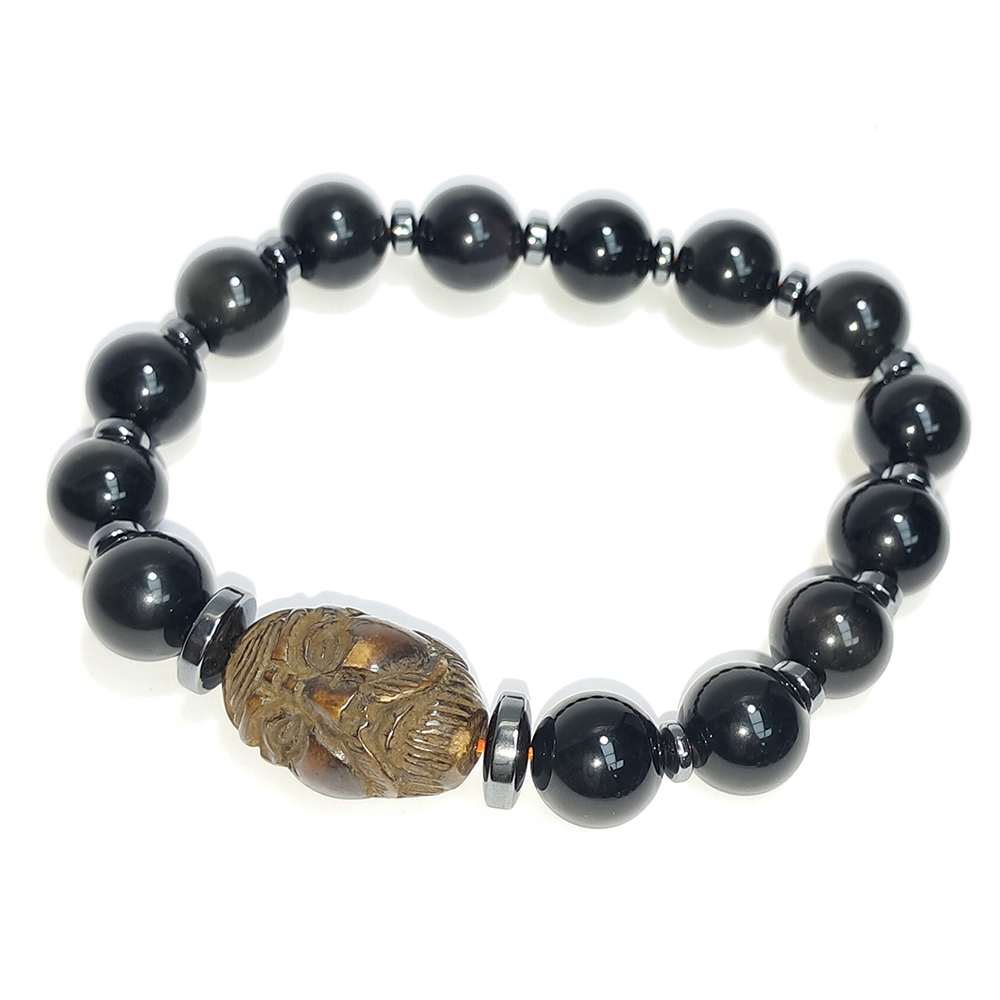 羅漢{鐵刀木}&健康石&黑曜石手珠10mm【十方】152681