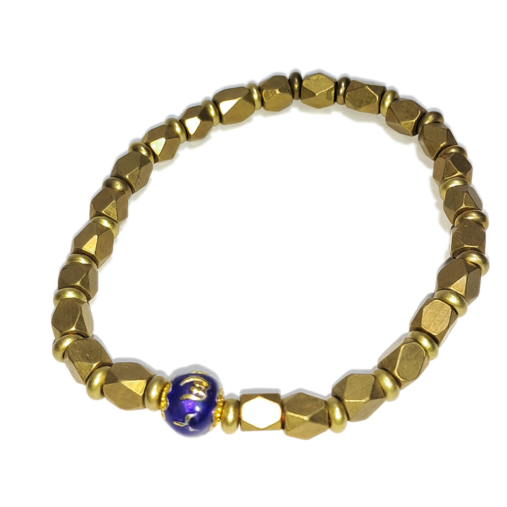 六字真言{琺瑯}&多角{銅}手珠4*5mm【十方】152689