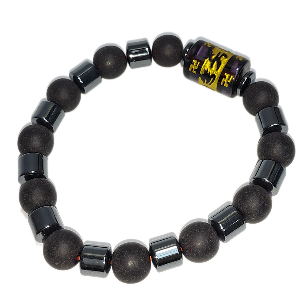 六字真言{琉璃}&健康石&靈草藥珀手珠8mm【十方】152688