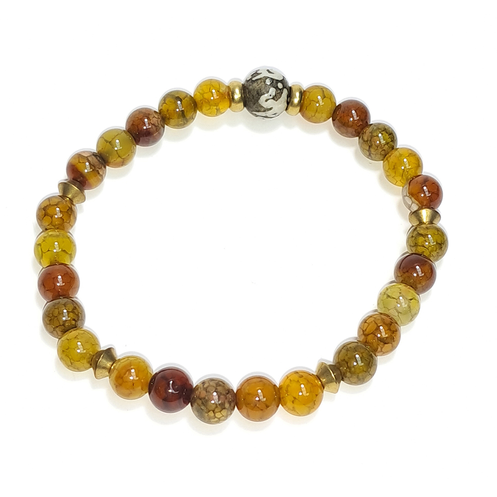 六字真言{硨磲}&龍麟火供珠手珠6mm【十方】152672