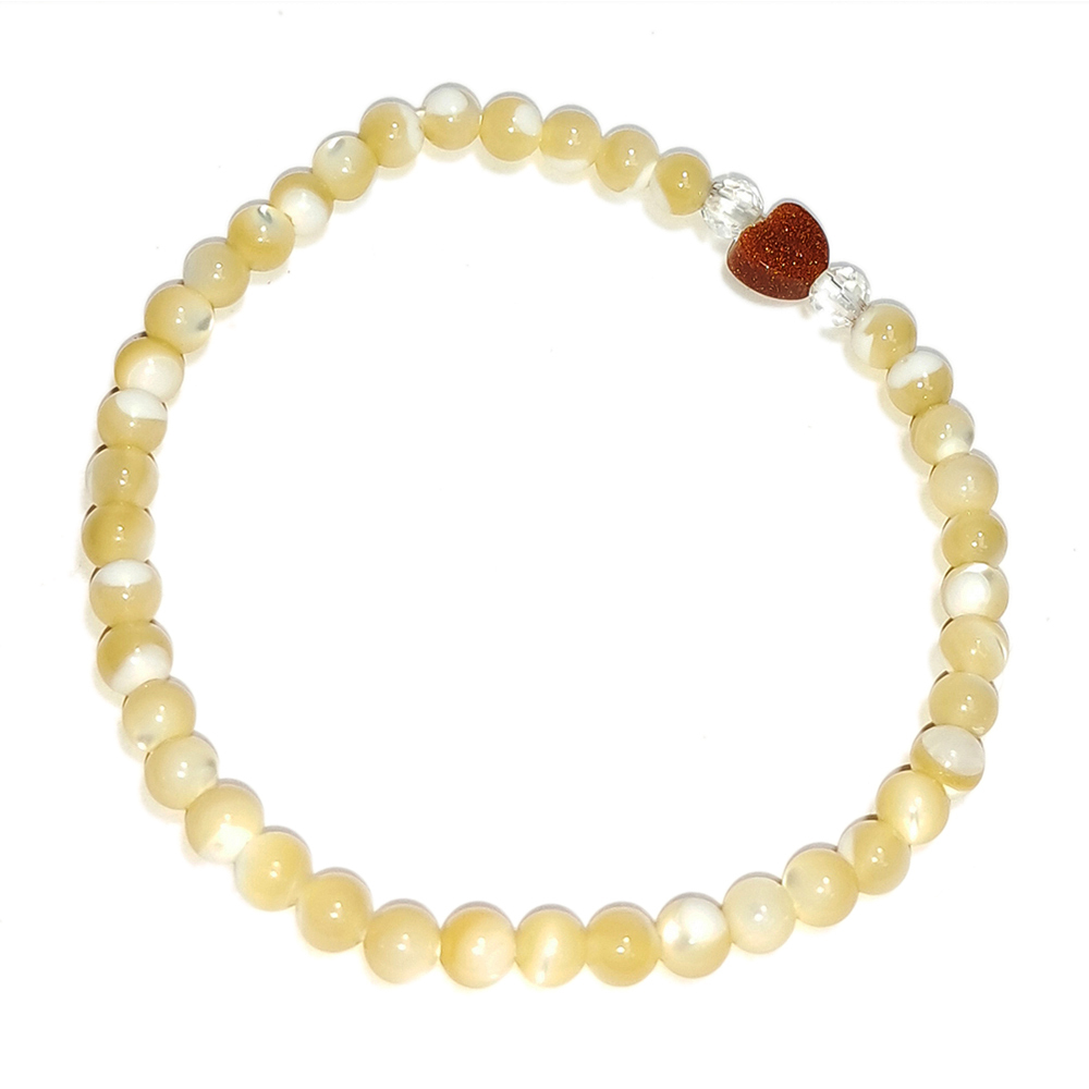 愛心{金砂石}&硨磲手珠4mm【十方】152708