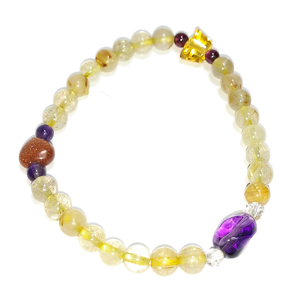 愛心{金沙}&元寶{琉璃}&紫晶&鈦晶手珠5.7mm【十方】152710