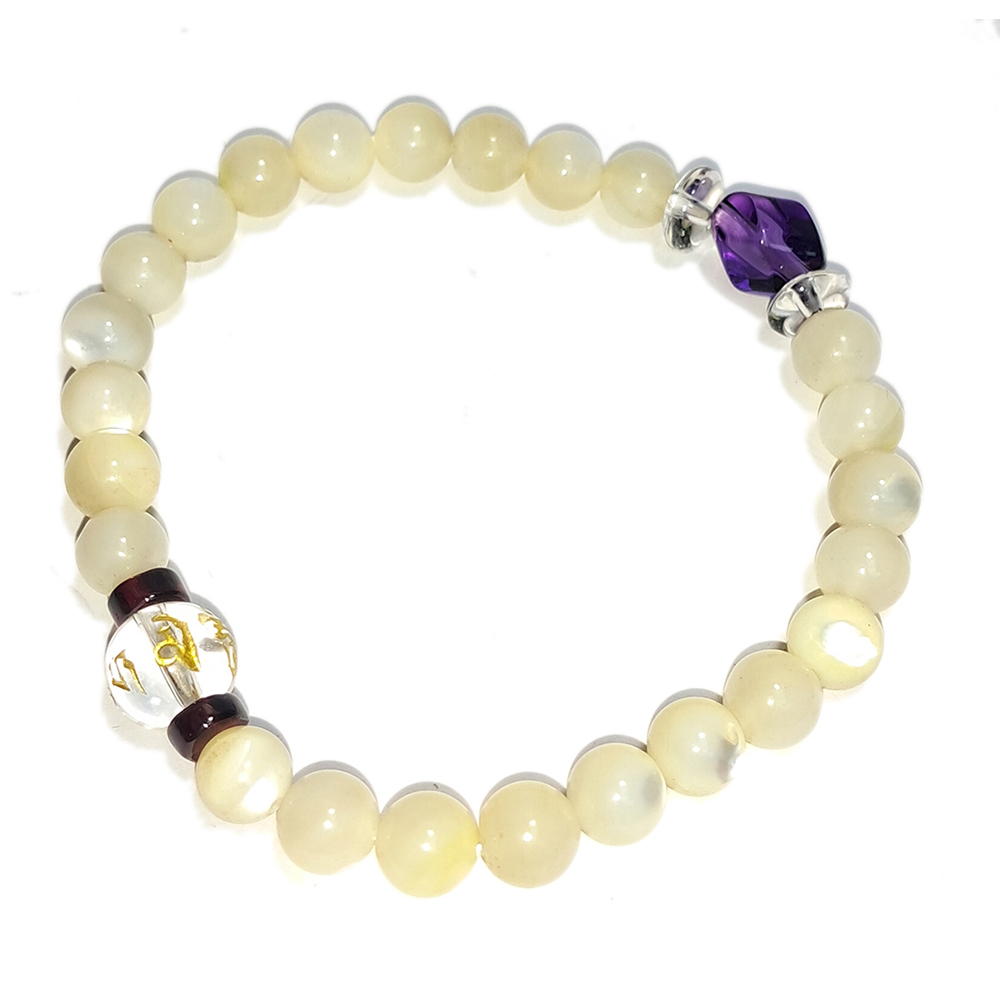 六字真言&紫晶&硨磲手珠6.3mm【十方】152712